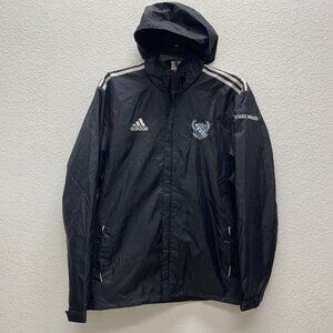 Adidas Mens Large L Windbreaker Jacket Black PASO Soccer Coat Board Member